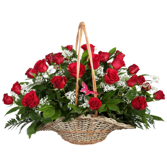 Кошница 35 червени рози